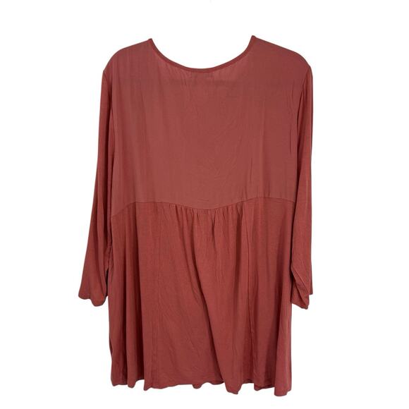 Live Let Live Plus 3X Tunic Rose Pink Lace Embellish V Neck Soft Viscose Art NWT - Picture 3 of 12